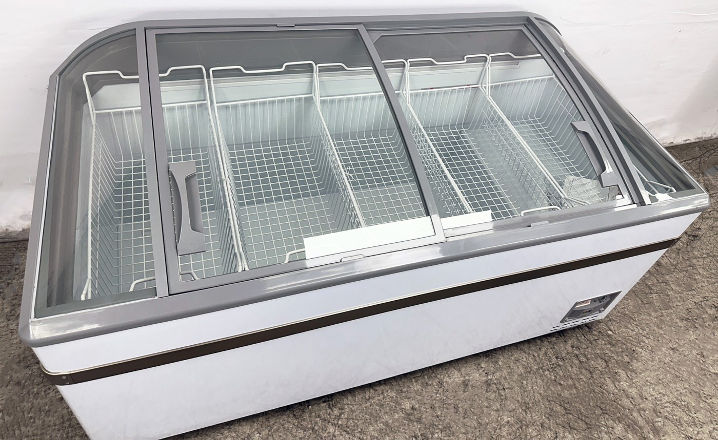 65″ Commercial Chest Freezer Glass Door Grocery Freezer Ice Cream Display NSF