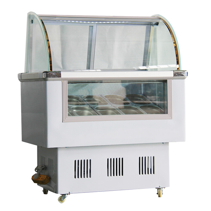 220V 10 Pan Ice Cream Cabinet Refrigerator Display Case Showcase Gelato Freezer