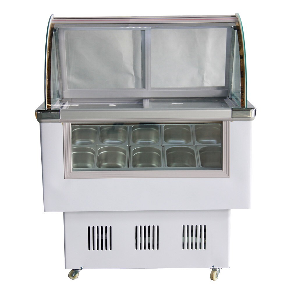 10 Pans Floor Type Hard Ice Cream Showcase 36 gal Display Cabinet Freezer 220V