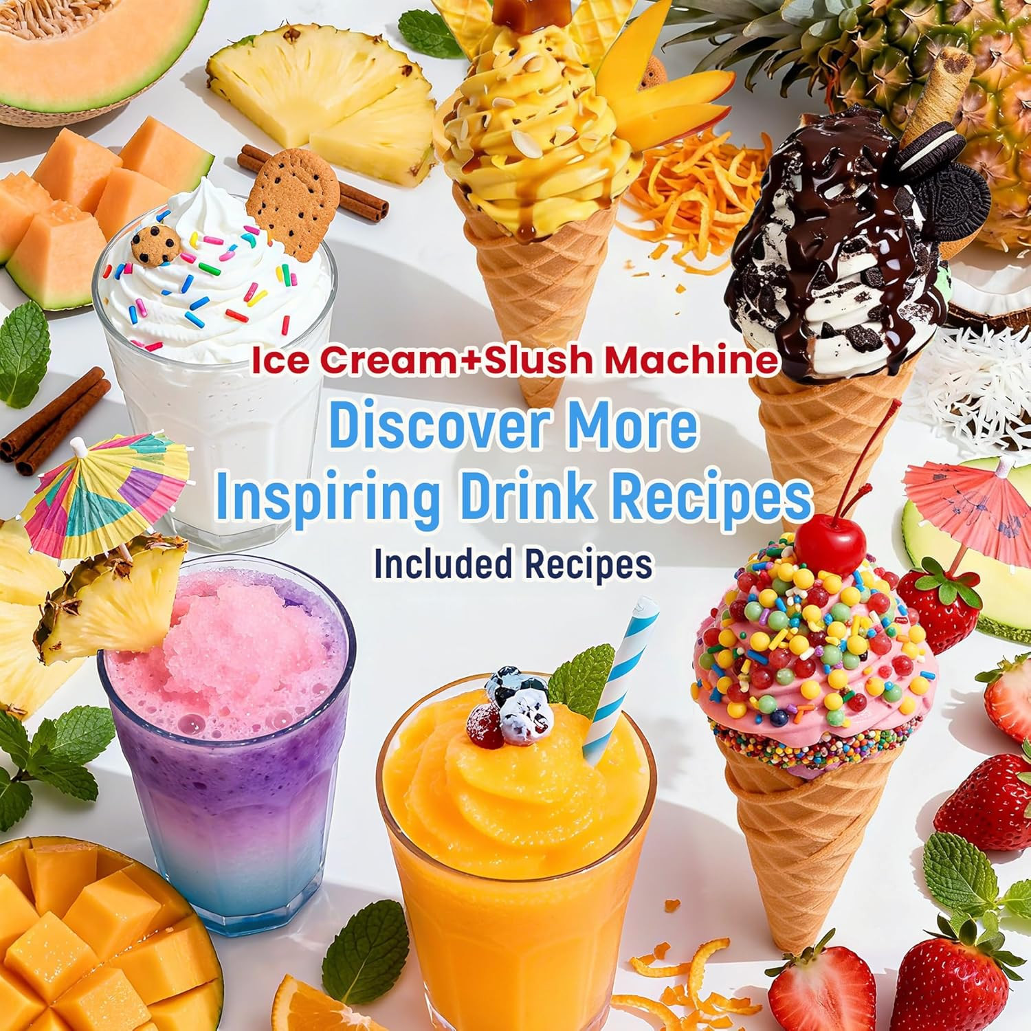 Slushie Machine, 85Oz Ice Cream Machine & Slushy Machine for Home, with LED Disp