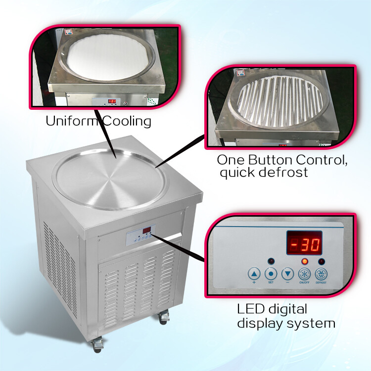 Kolice 22” Single Pan Fried Ice Cream Machine Rolled Ice Cream Machine-ETL CE