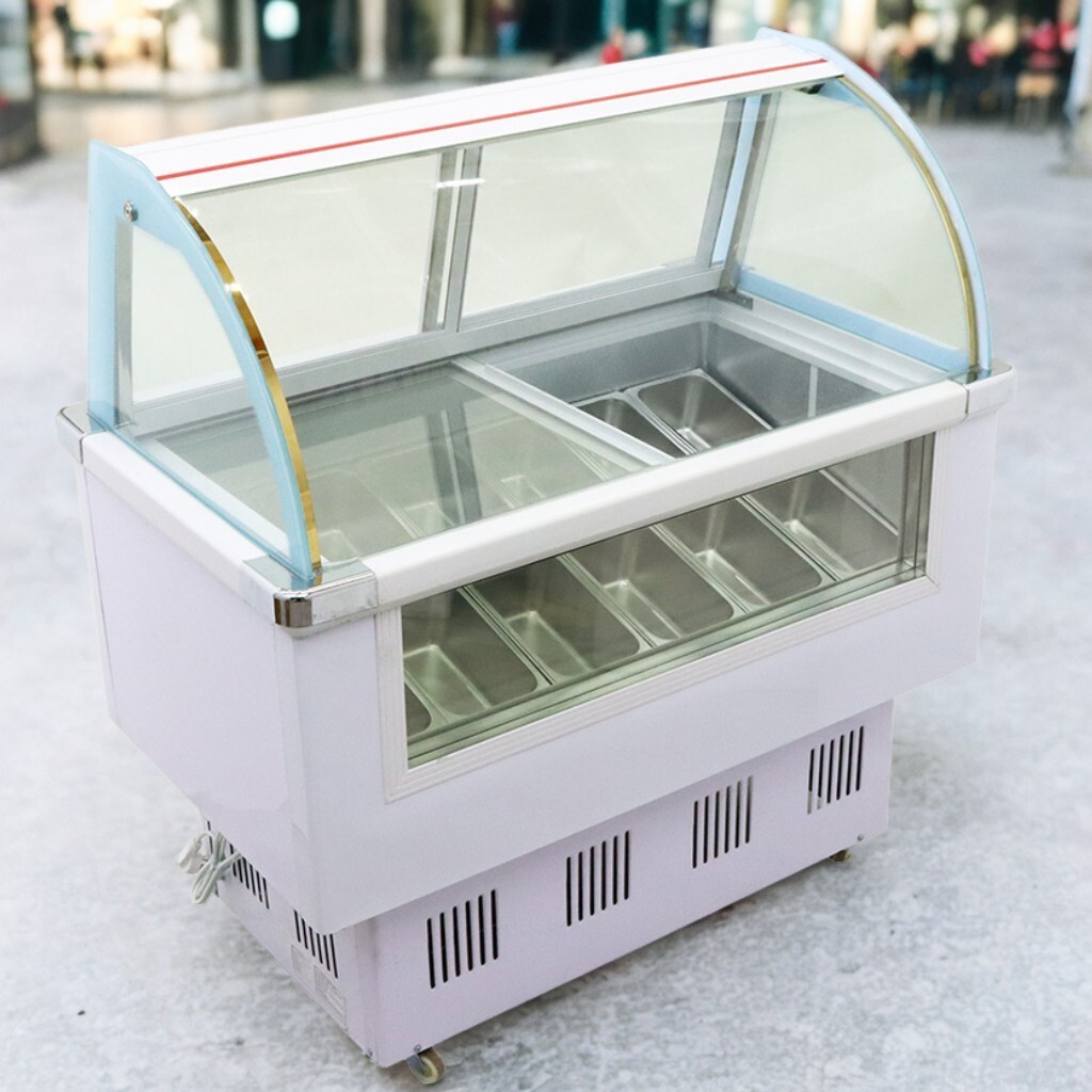 12Pan Commercial Hard Ice Cream Display Cabinet Freezer w/LED light 220V 215W