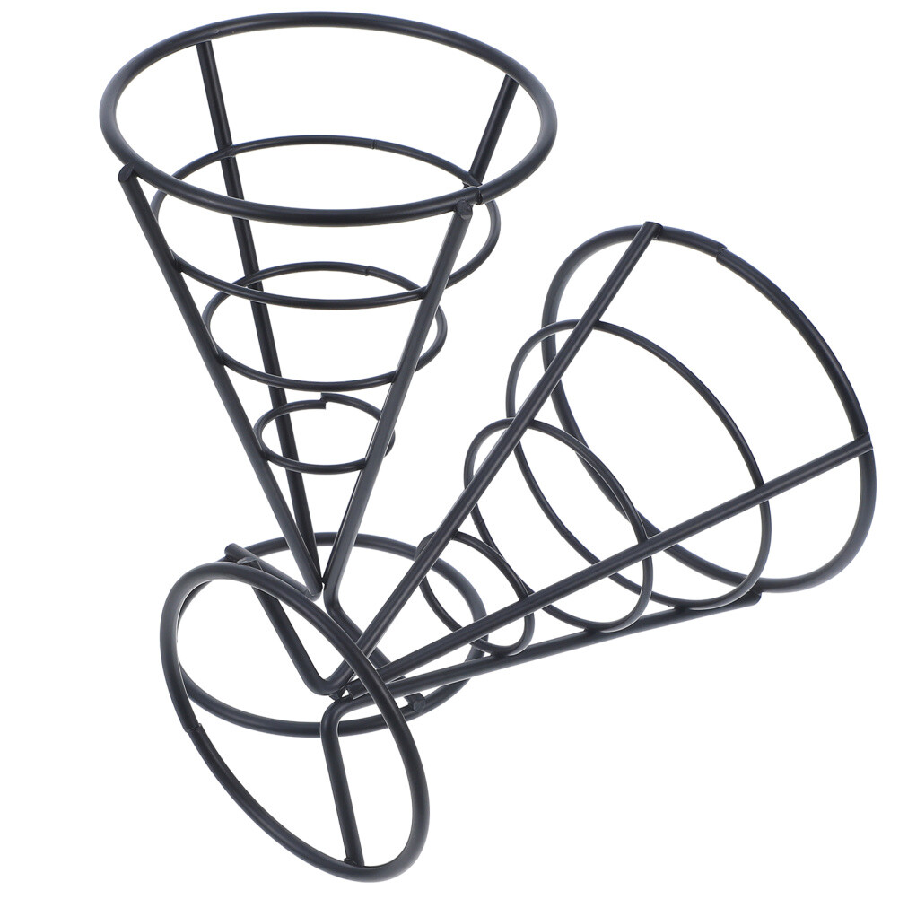 2pcs fries cups French Fry Stands Cone Metal Wire Snack Basket Appetizer