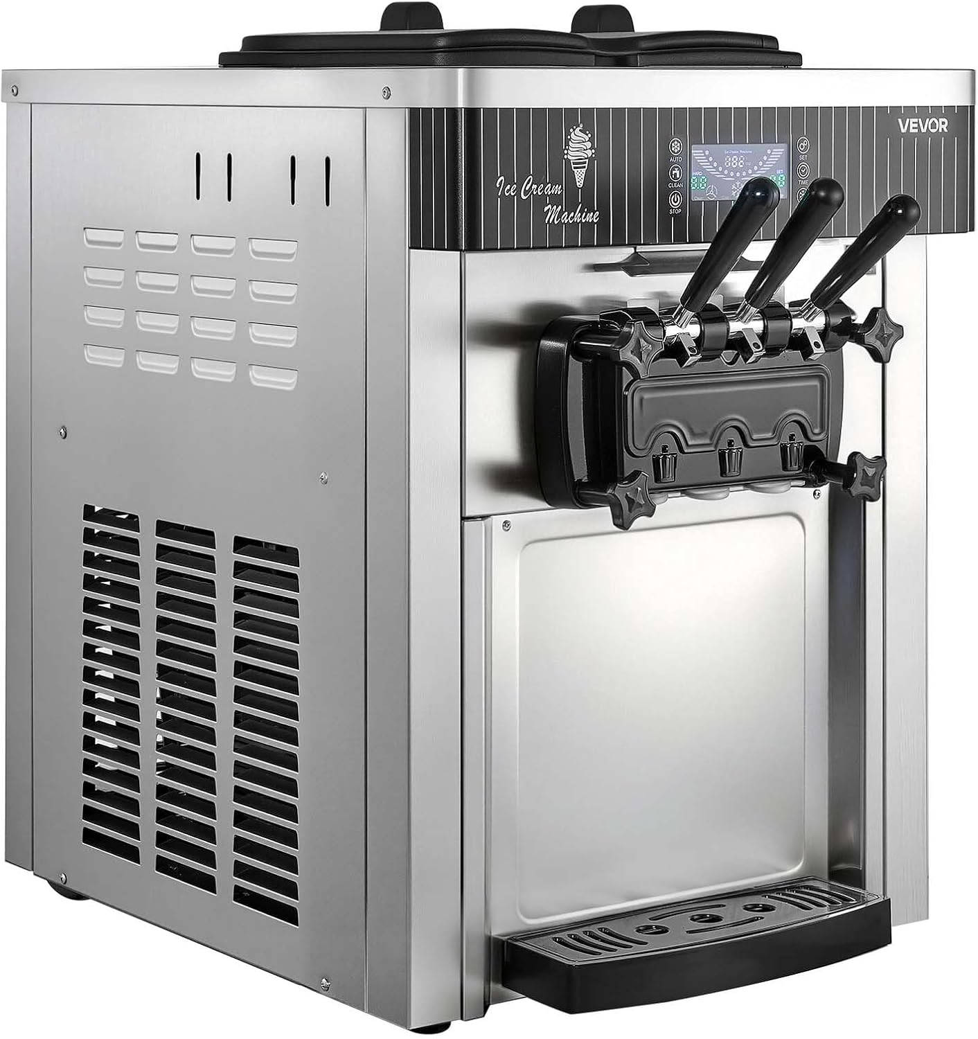 2200W Commercial Soft Serve Ice Cream Machine 3 Flavor 20-28L/H Countertop 6L