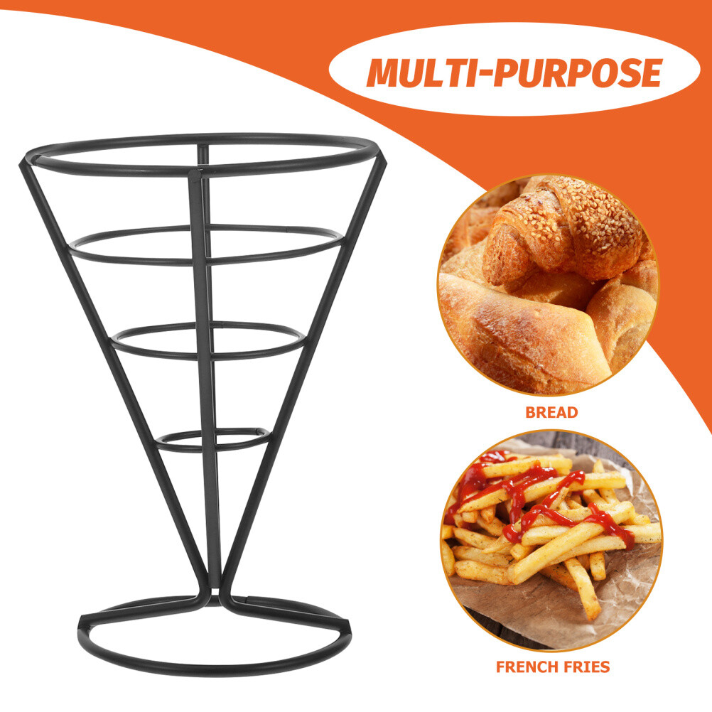2pcs fries cups French Fry Stands Cone Metal Wire Snack Basket Appetizer