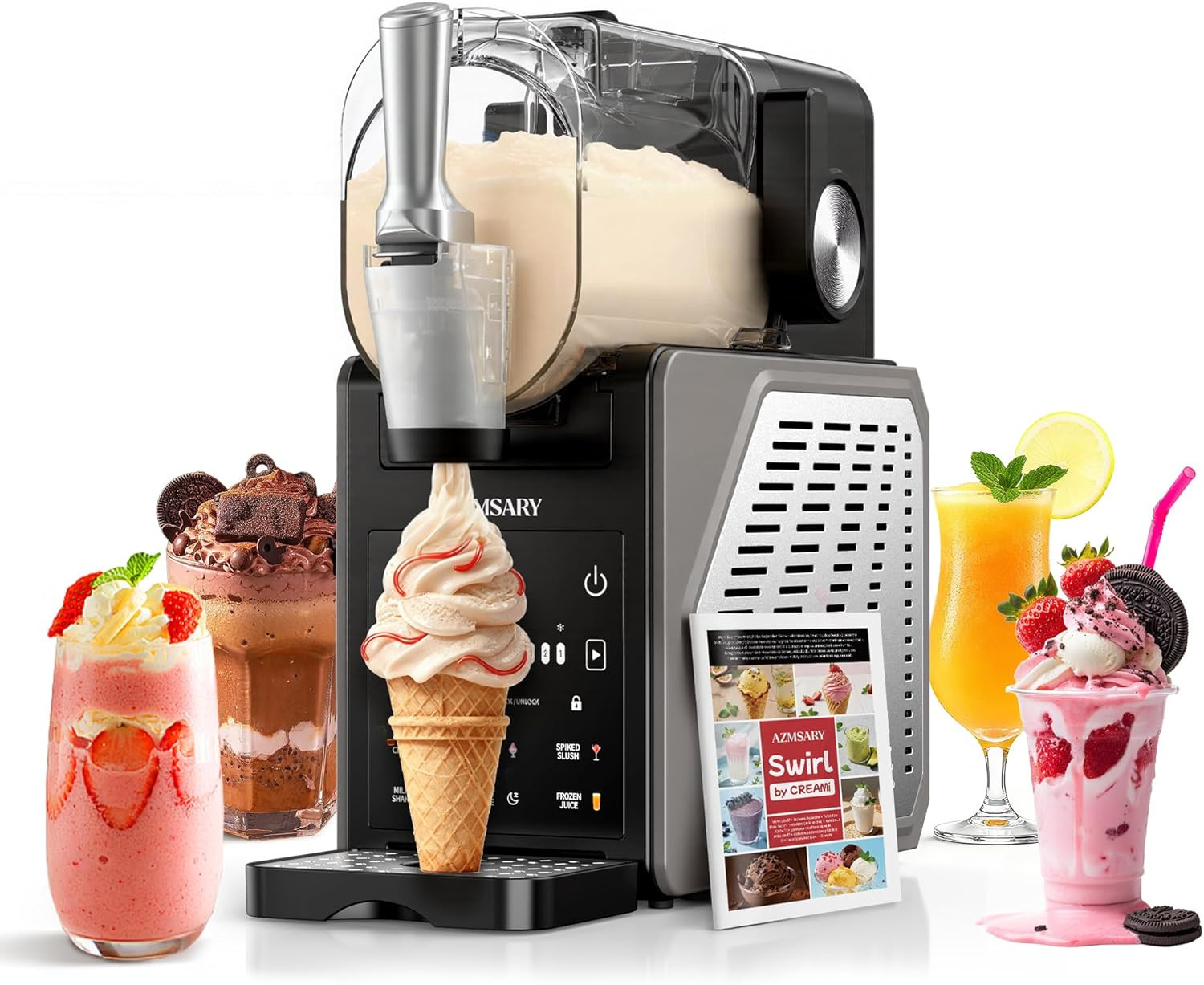 Slushie Machine, 85Oz Ice Cream Machine & Slushy Machine for Home, with LED Disp
