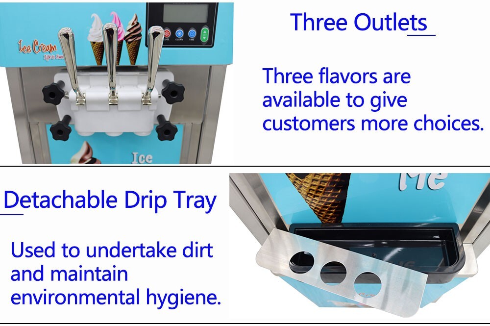TECHTONGDA® Soft Serve Ice Cream Machine 20-30L/h Ice Cream Maker 6L/TankX2