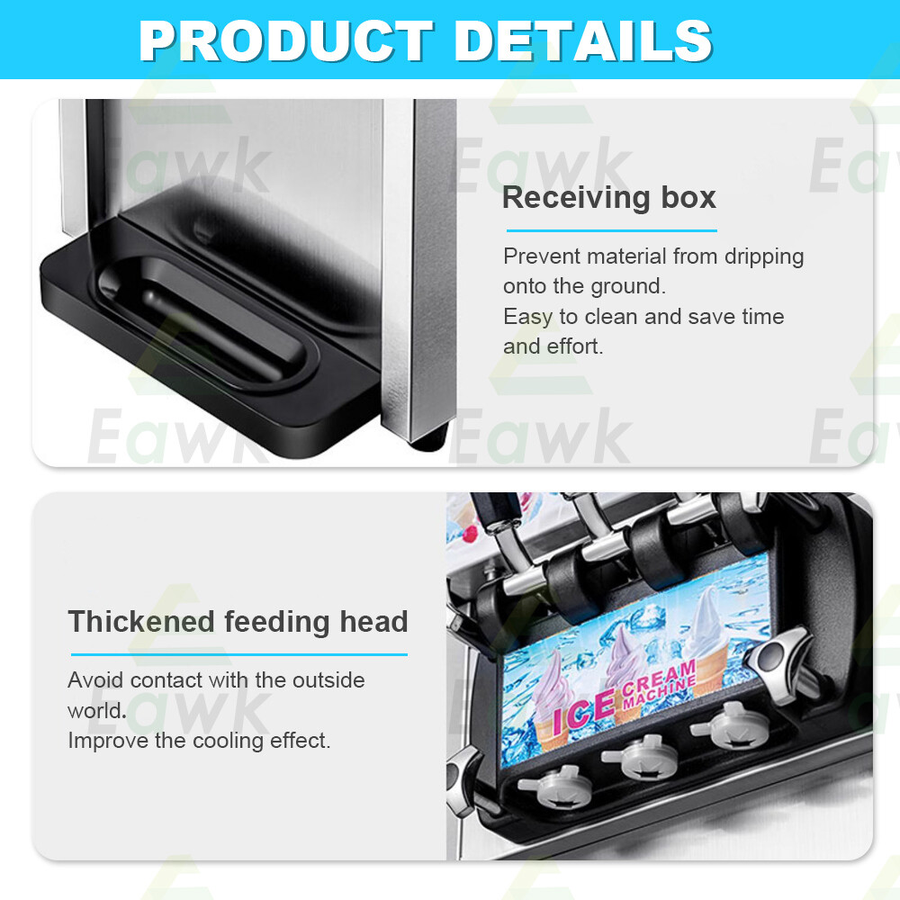 3 Flavor Commercial Automatic Frozen Yogurt Cooling Ice Cream Cone Maker Machine