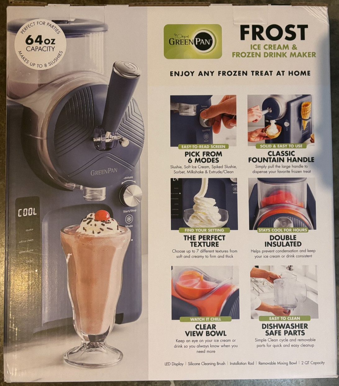 NEW GreenPan Frost Ice Cream & Frozen Drink Maker Berry Blue, Shipped in 2nd Box