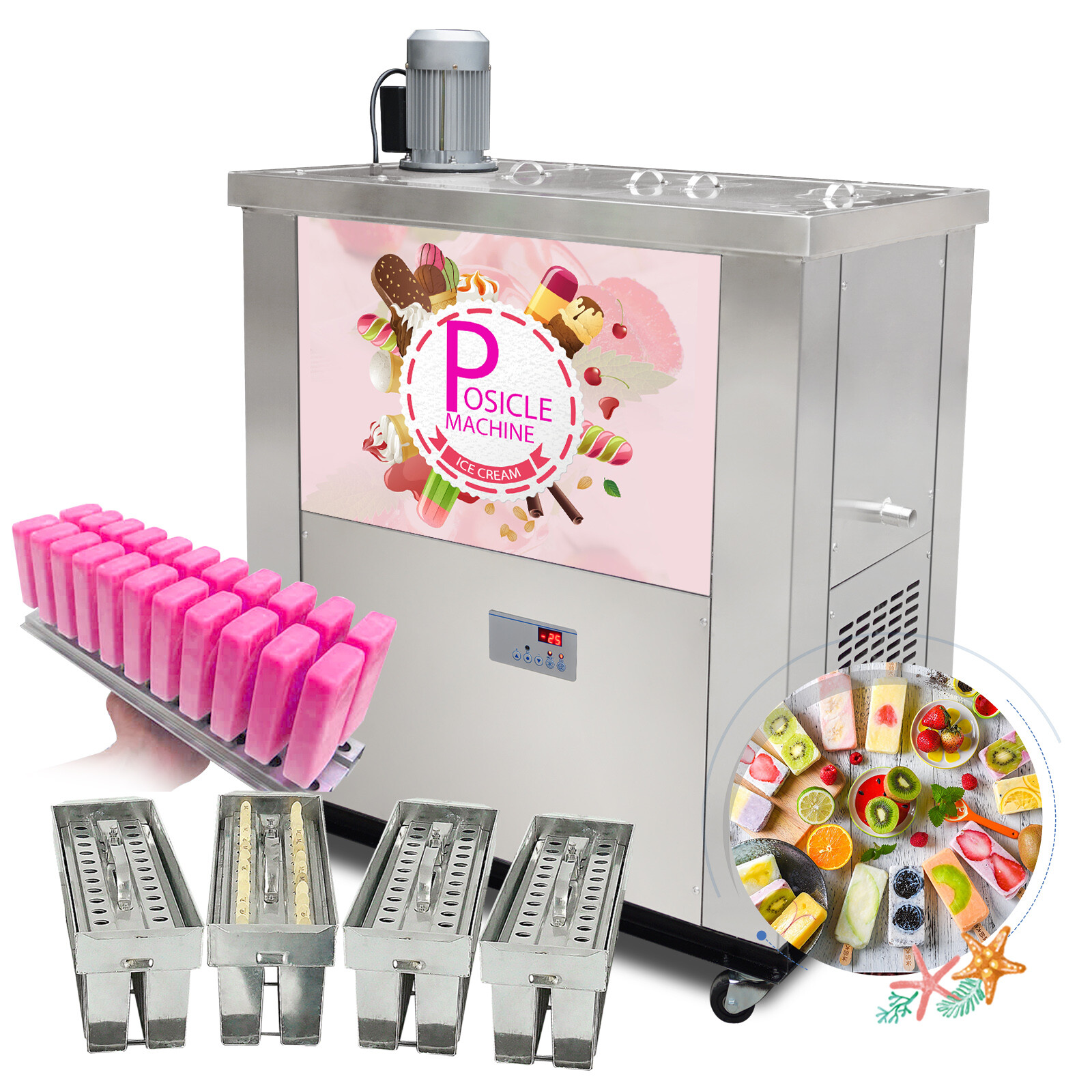 Kolice 4 Slim mold sets ice Popsicle Machine,ice Pop Machine,ice Lolly Machine