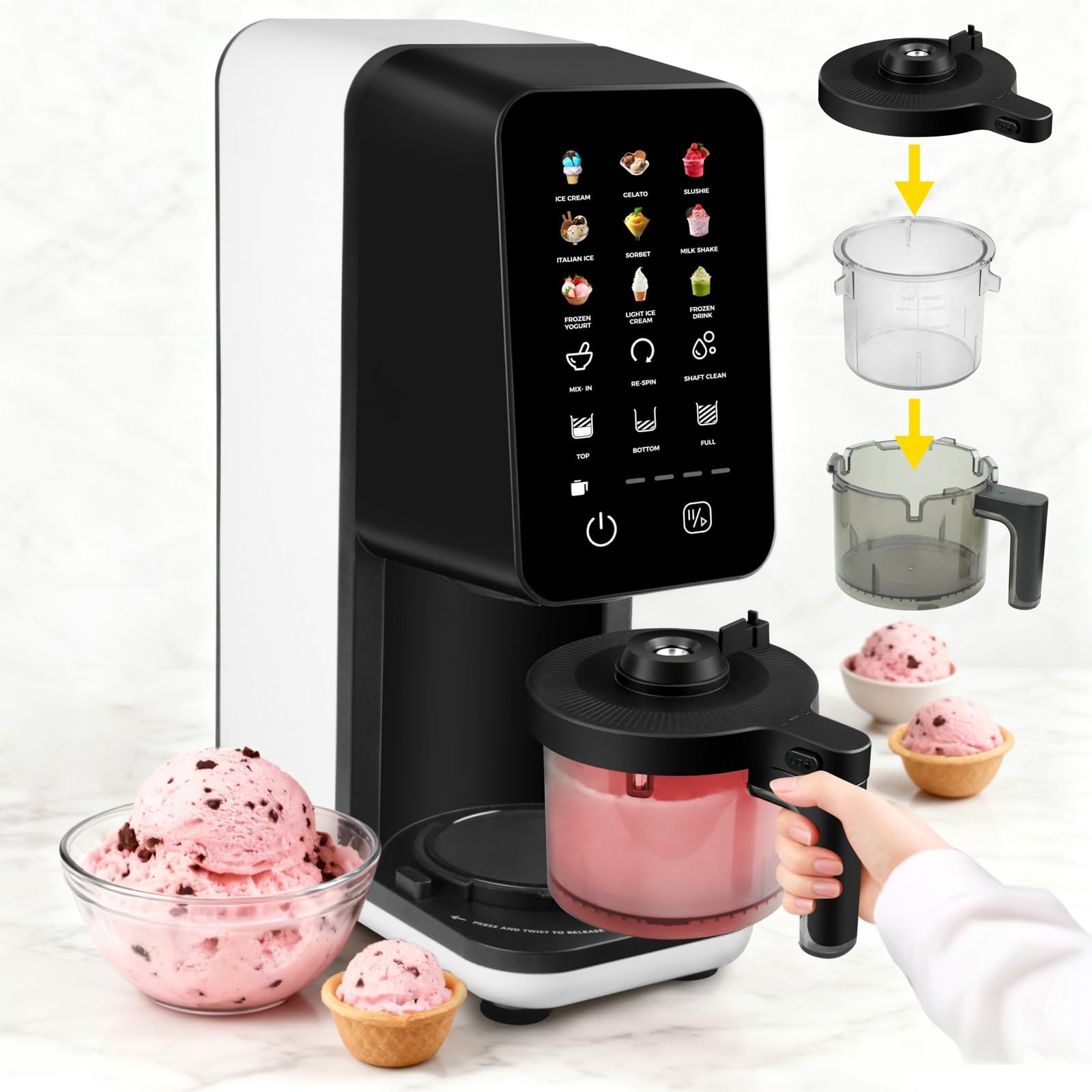 12 In 1 Ice Cream Machine, Electric Soft Serve cream UNIVERSAL, Black