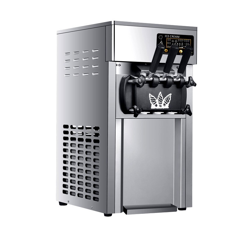 3 Flavor Soft Serve Ice Cream Machine Countertop 3.5L Two Hopper for Overnight