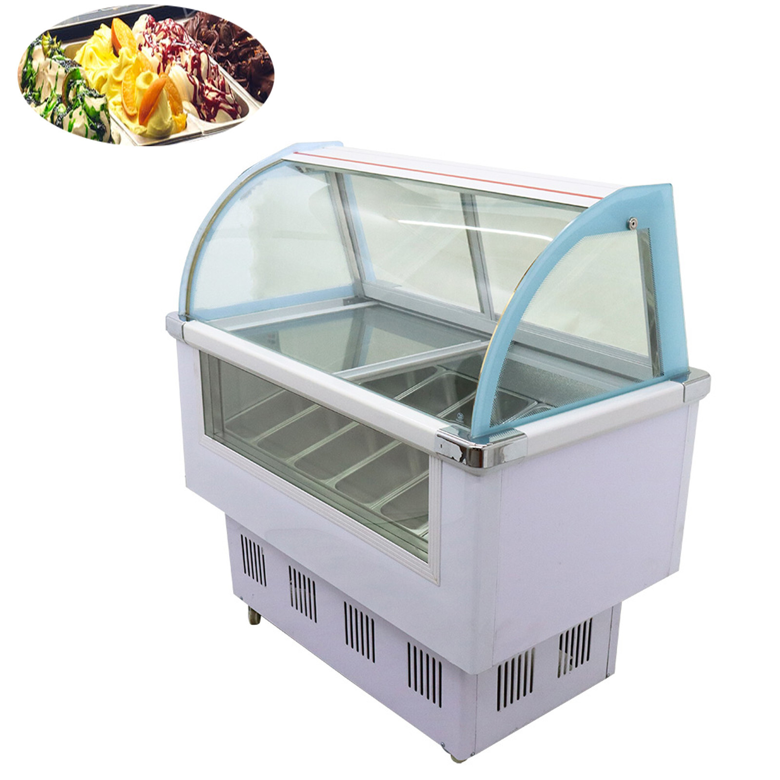 12 PAN*2.5L Electirc Ice Cream Freezer Display Showcase with LED Light 220V 215W