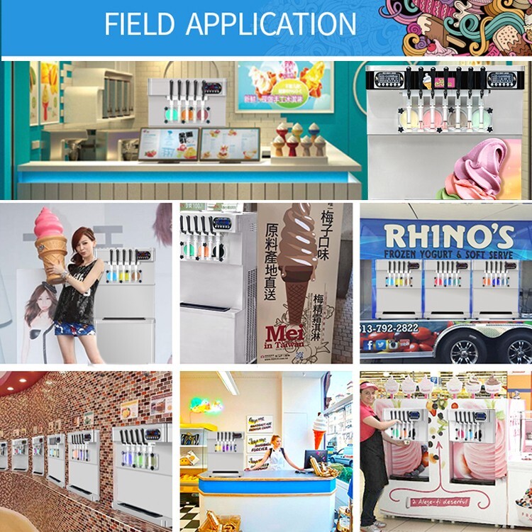 Commercial 4+3 mixed flavors soft ice cream machine upper tanks refrigerated