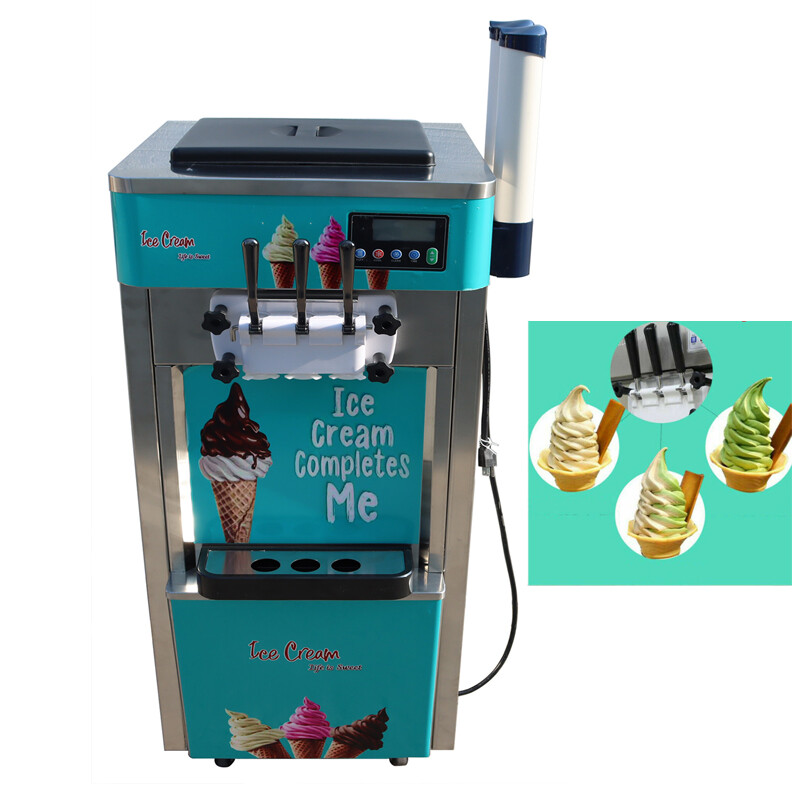 TECHTONGDA 110V 3 Flavor Soft Serve Ice Cream Freezer Machine Summer Dessert