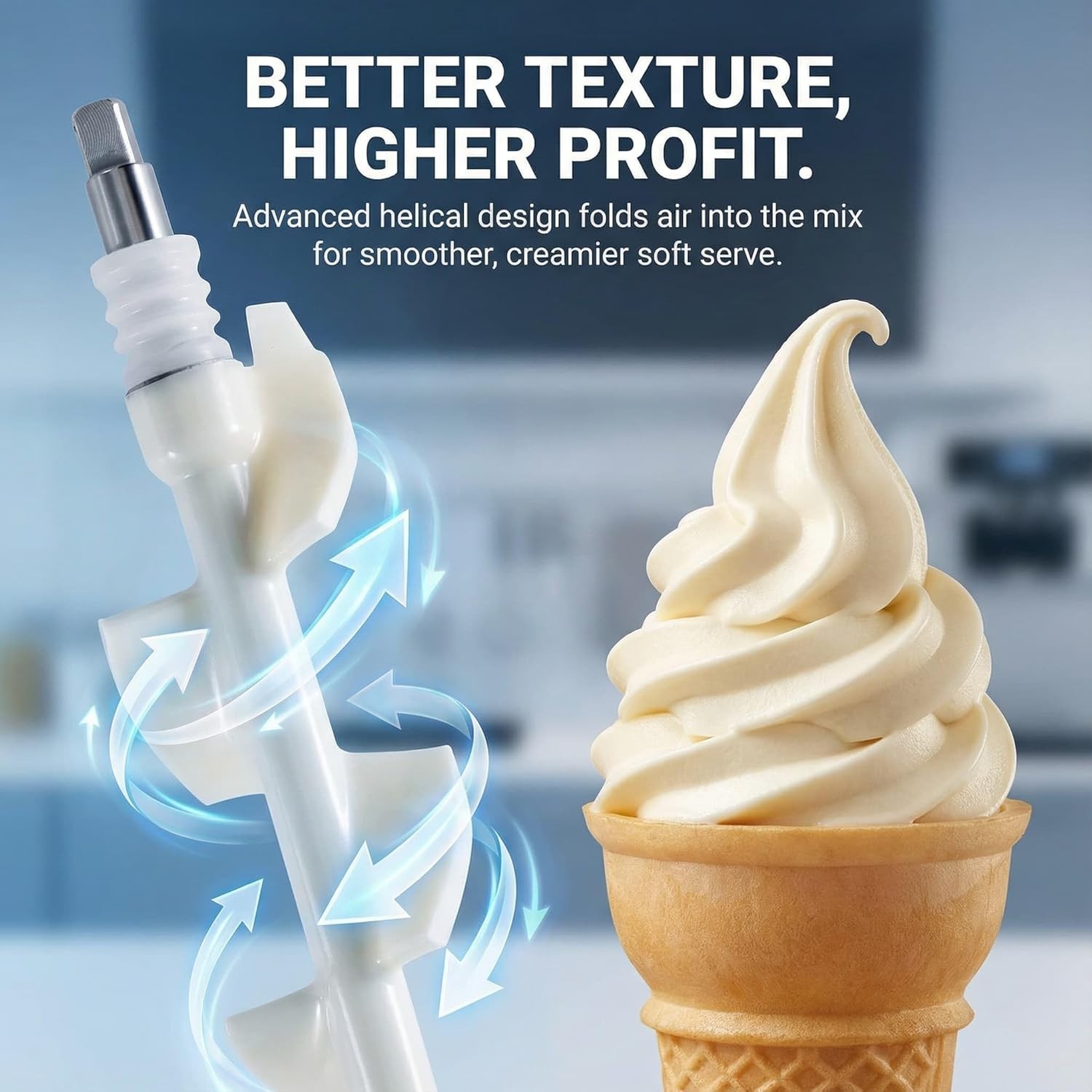 Soft Serve Ice Cream Machine Beater Rod Auger Assembly for VEVOR and YIKAFU YKF