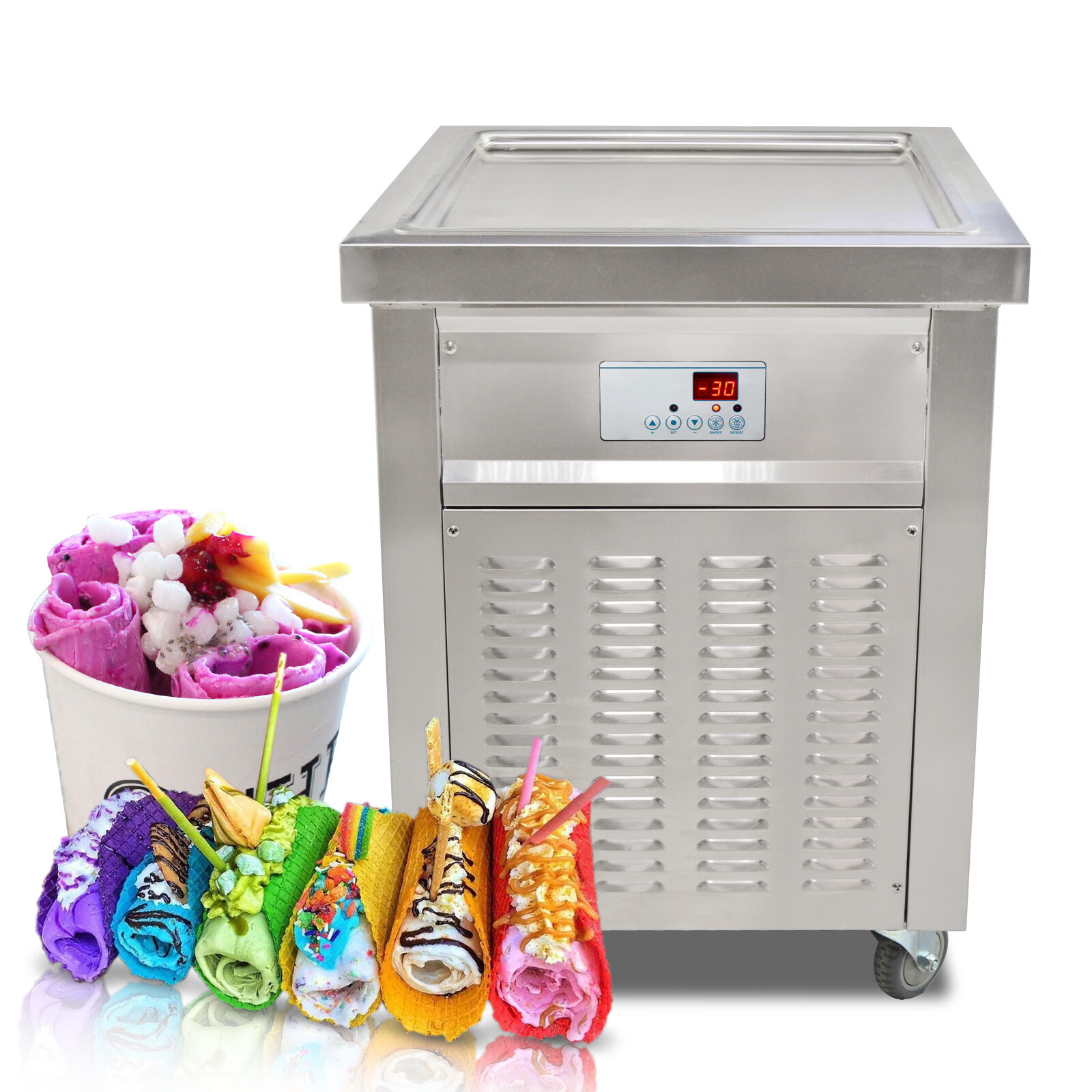 USA Kolice Commercial square pan fried ice ceram roll machine 52x52cm square pan