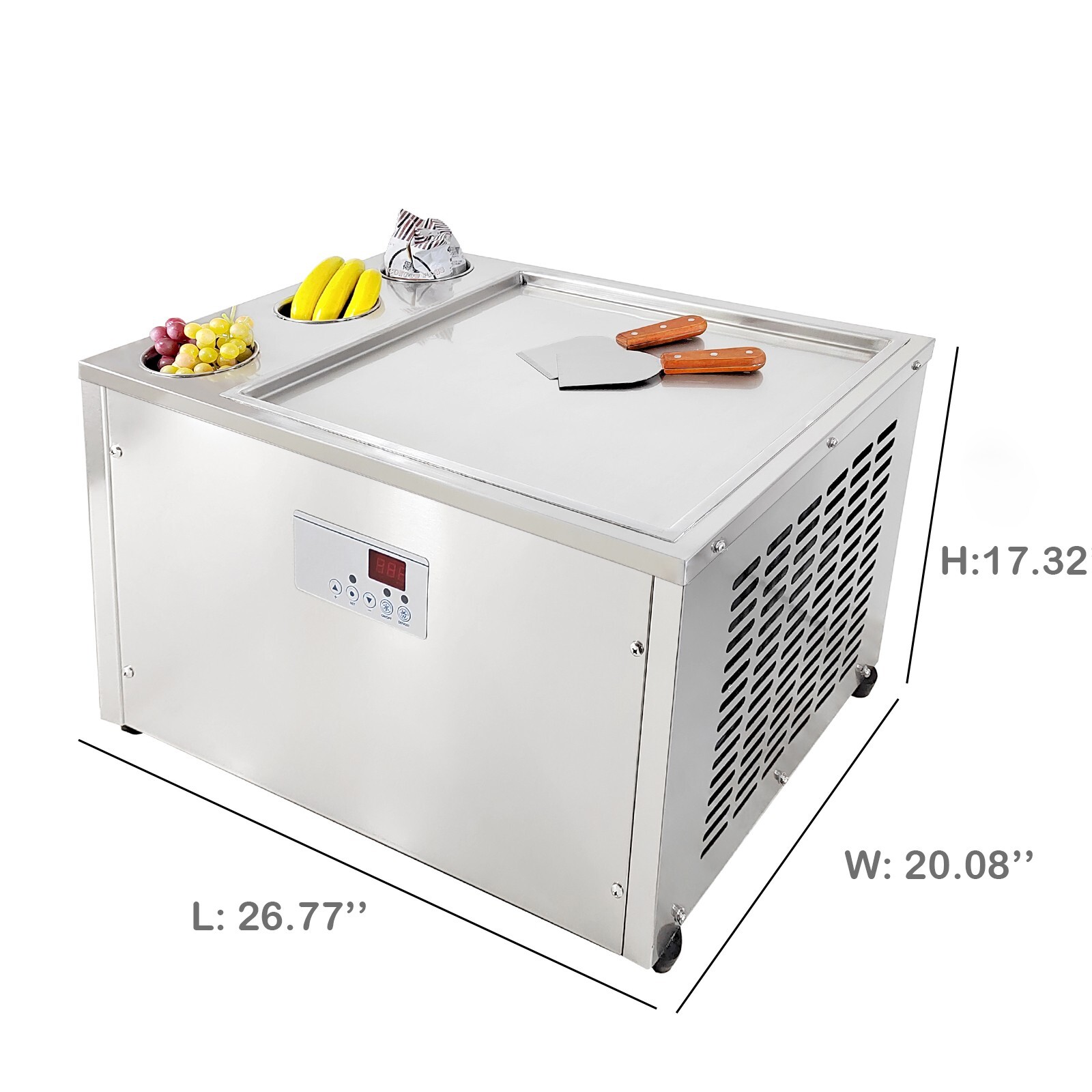 Kolice commercial 45x45cm fry ice cream machine, single square ice pan – 3 tank