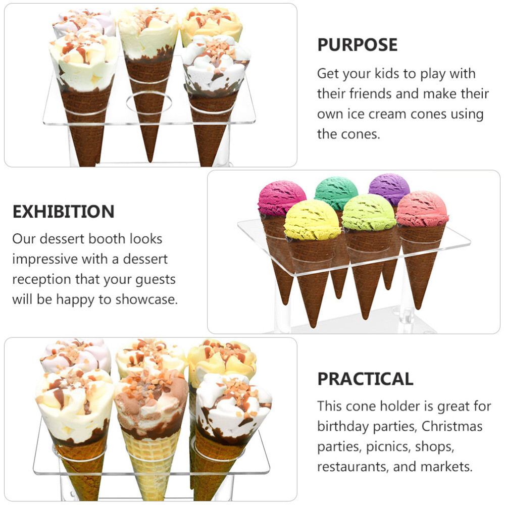 Acrylic Ice Cream Holder DIY Ice Cream Cone Stand Wedding Dessert Display Holder