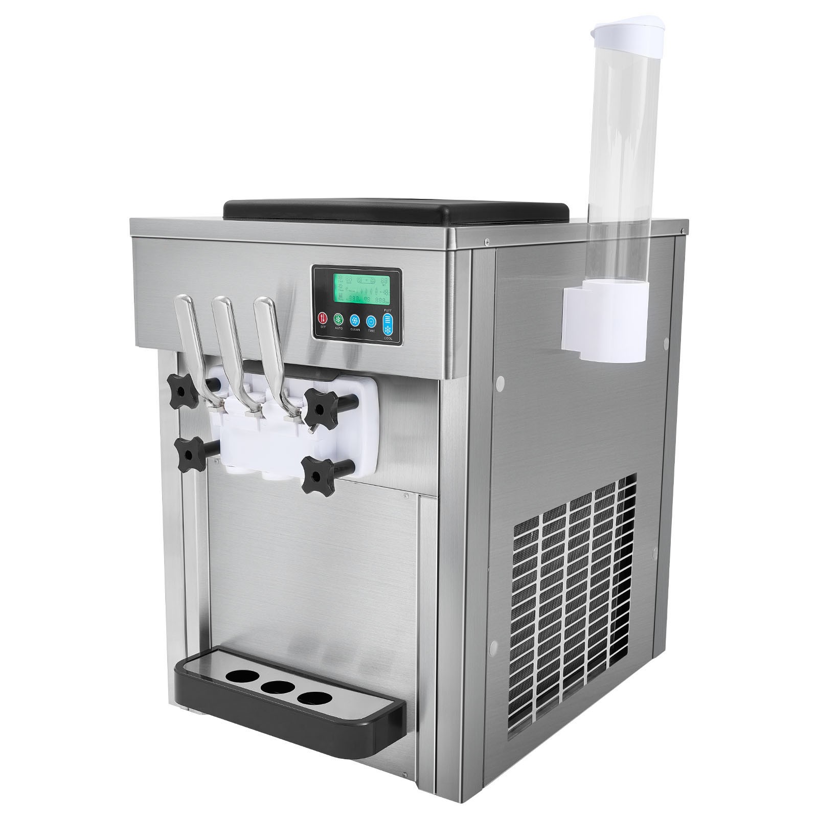 Uimoso Commercial Soft Serve Ice Cream Machine 20L/H Yield 3 Flavor Countertop