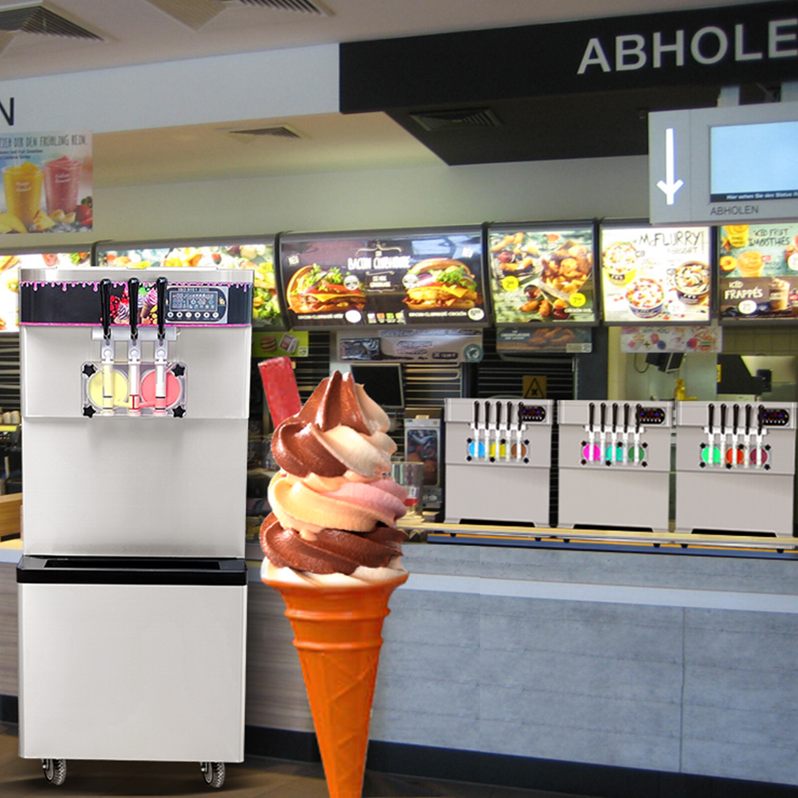 Commercial ETL CE Countertop yougurt 3 Flavors Soft Serve ice Cream Machine