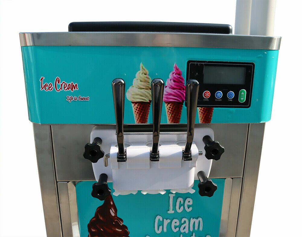 TECHTONGDA 110V 3 Flavor Soft Serve Ice Cream Freezer Machine Summer Dessert
