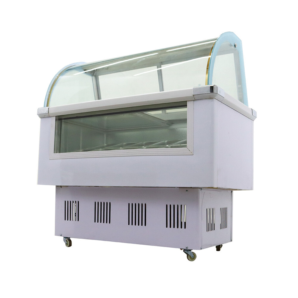 12 Pans Ice Cream Showcase LED Light Gelato Serve Hard Ice Cream Machine 220v