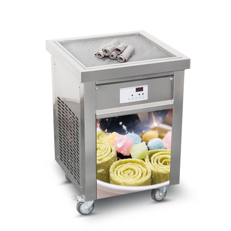 Kolice Commercial Fry Ice Cream Roll Machine-ETL,21″x21″ Square Pan,Auto Defrost