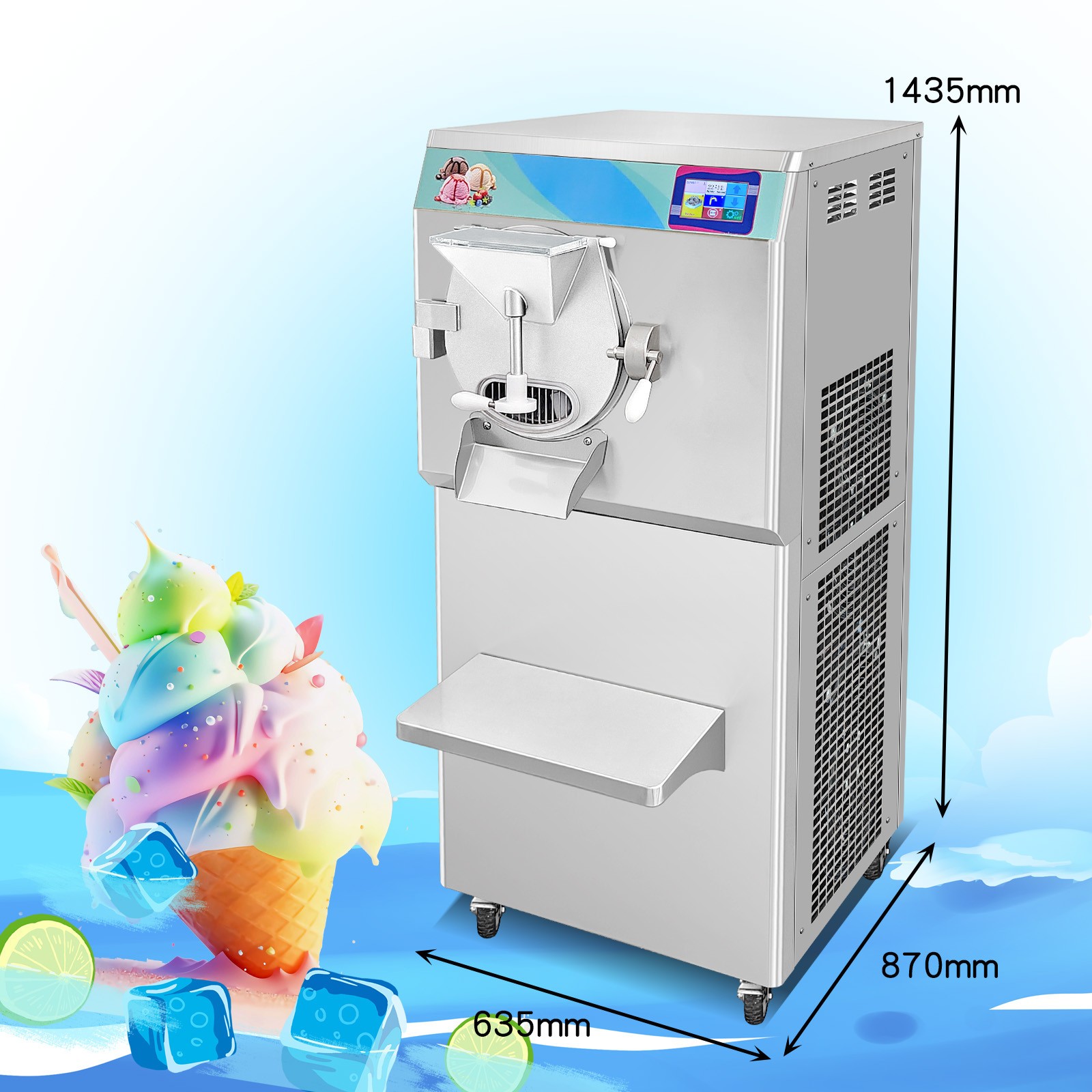 Kolice Commercial 23-27 gallons Italy Gelato Hard Ice Cream Machine Strong Door