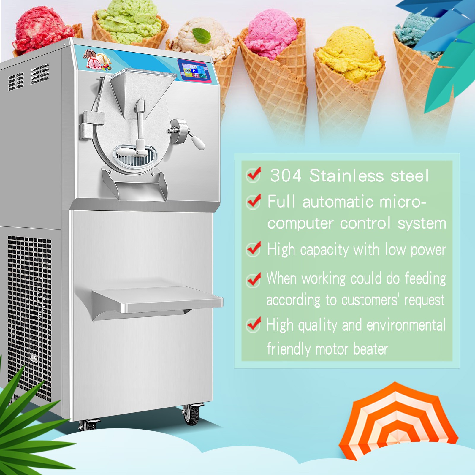 Kolice Commercial 23-27 gallons Italy Gelato Hard Ice Cream Machine Strong Door