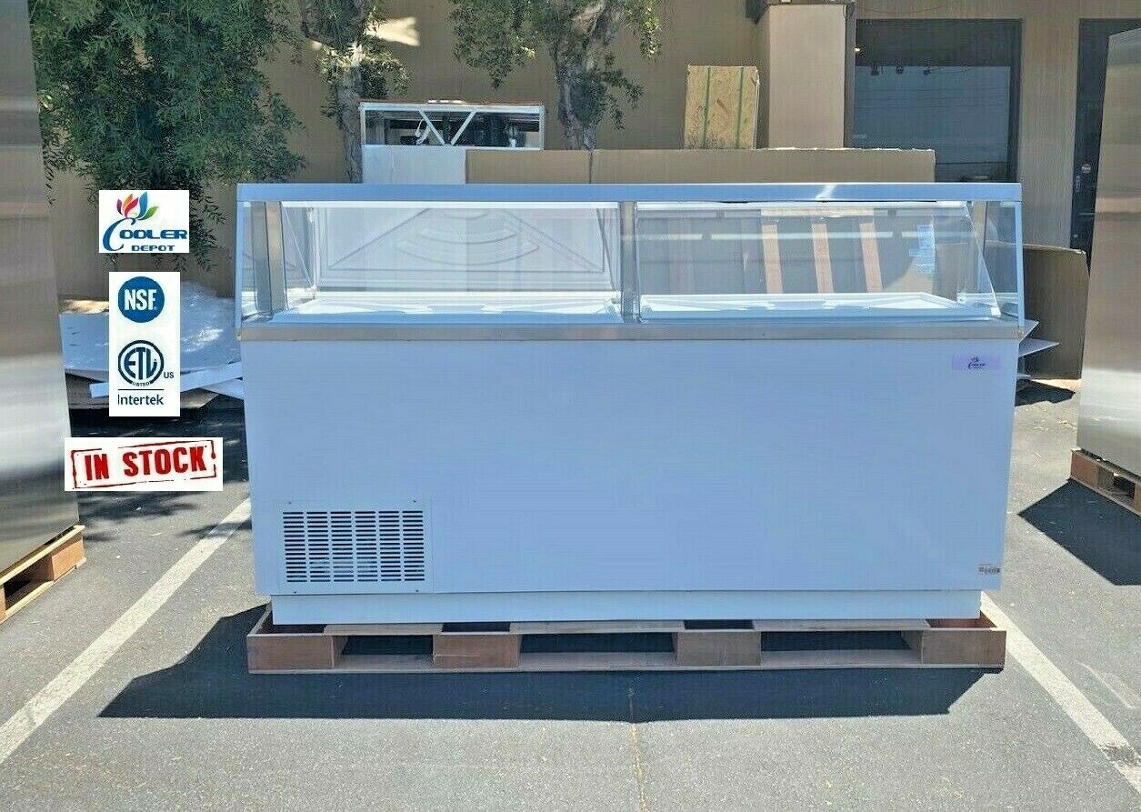 NEW 88″ Ice Cream Gelato 16 Tub Freezer Top Glass Nice Modern Display NSF ETL