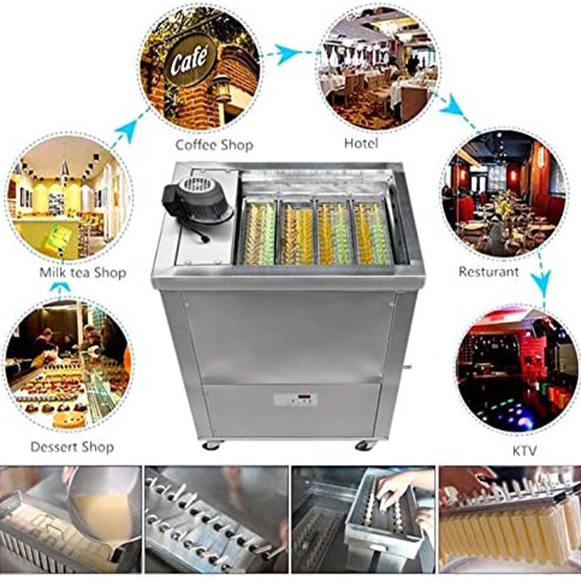 Kolice Commercial 4 Slim mold ice Popsicle Machine, ice Lolly Maker