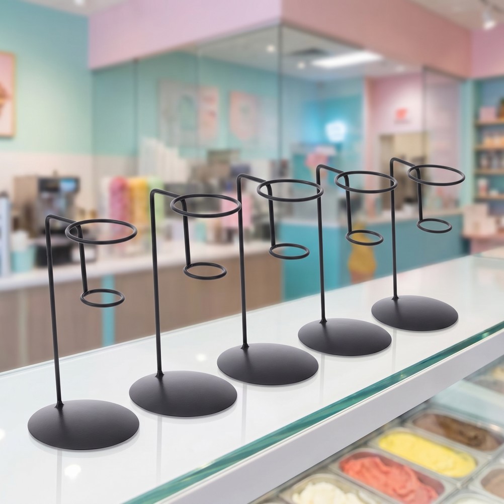 5pcs Iron Ice Cream Cone Holder – Mini Single Waffle Cone Display Stand for