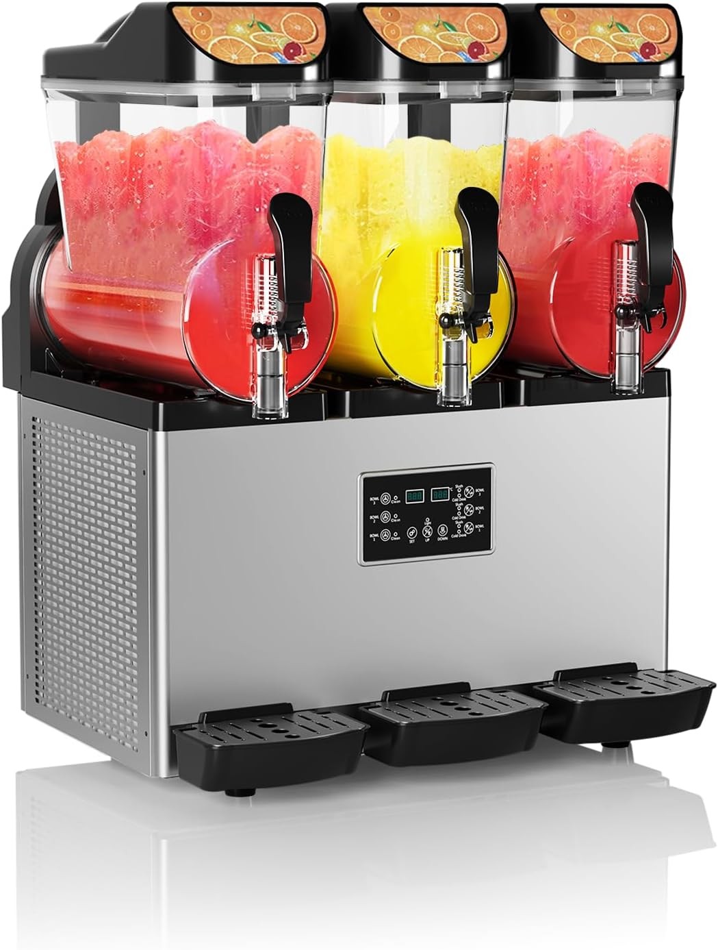 ⚡Commercial Slushy Machine 15L×3 Triple Tank, 45L Frozen Drink Machine, 180 Cups
