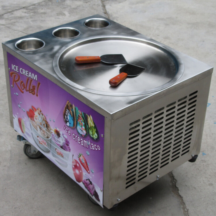 Kolice Countertop fried ice cream roll machine rolled ice cream with 3 buckets