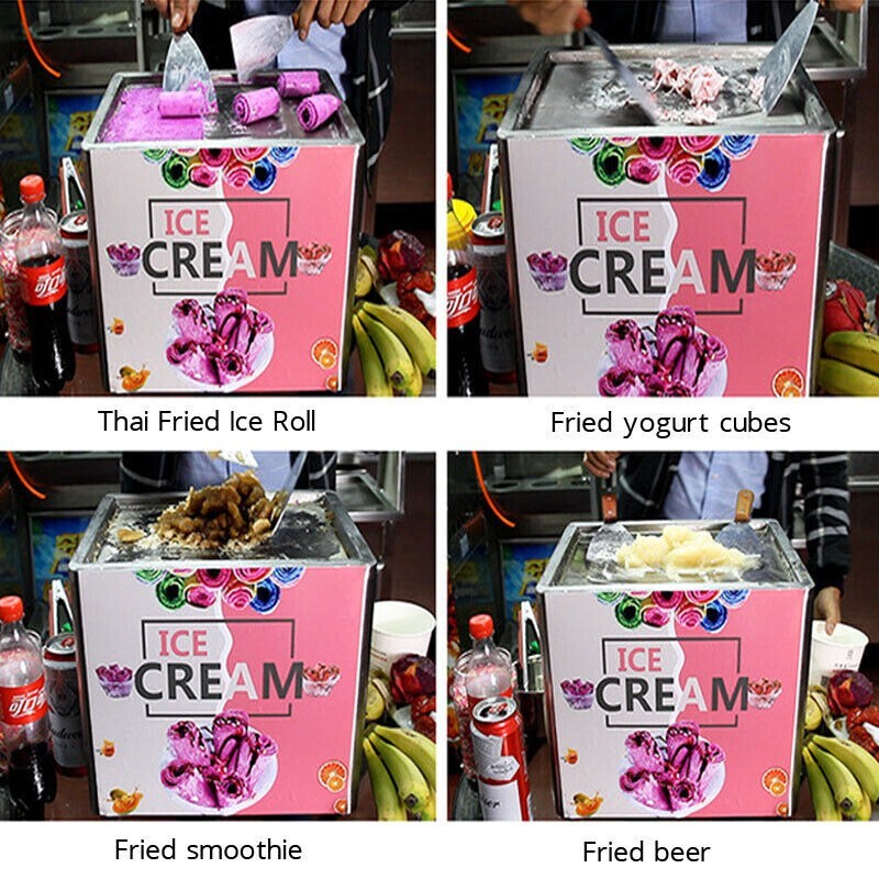 Electric Rolled Ice Cream Machine Cold Fried Yogurt Roll Fruit Milk Fry Pan
