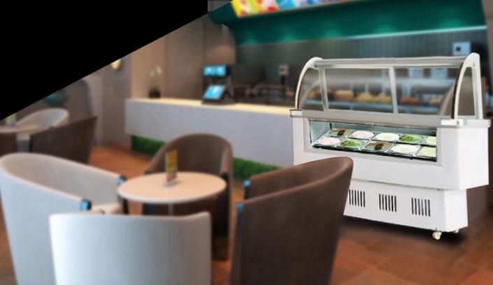 12 PAN Hard Ice Cream Dipping Cabinet Freezer Display Cabinet 220V with Wheels