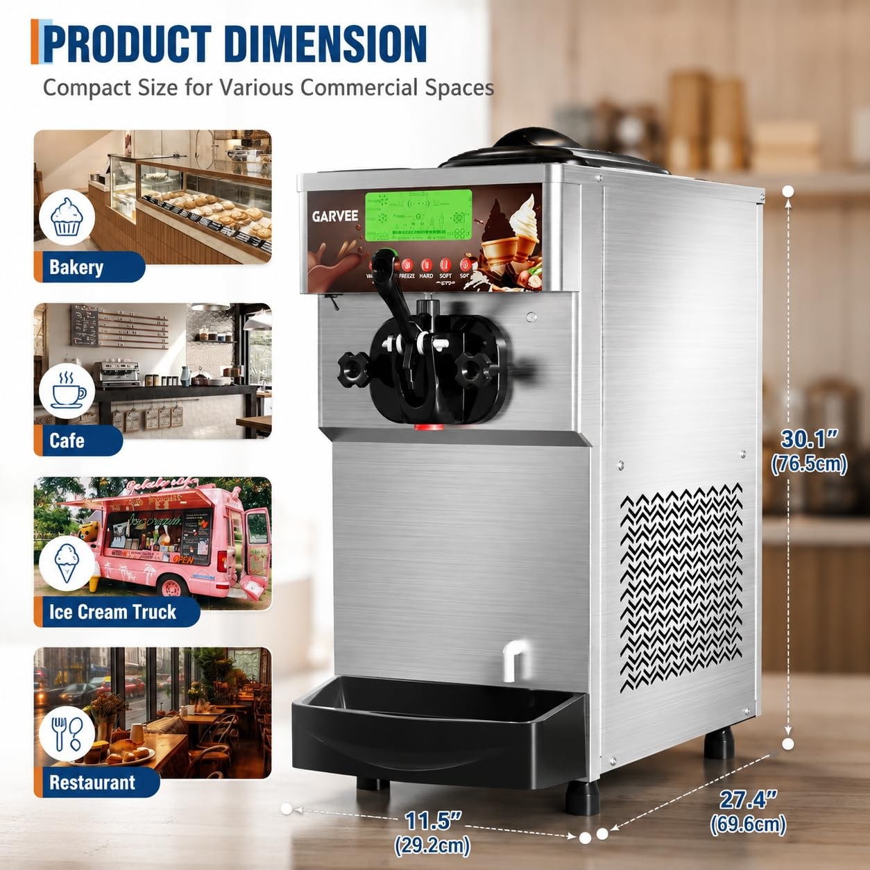 Agrestem Commercial Soft Serve Ice Cream Machine 1500W Single-Flavor 2x6L