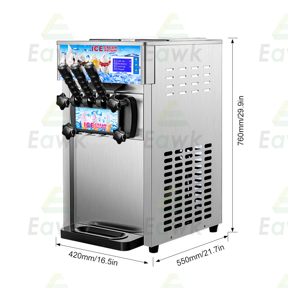 3 Flavor Commercial Automatic Frozen Yogurt Cooling Ice Cream Cone Maker Machine