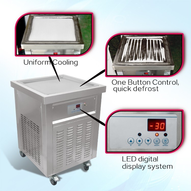 Kolice ETL Commercial ice cream roll machine, 21″ X 21″ Single Square ice pan