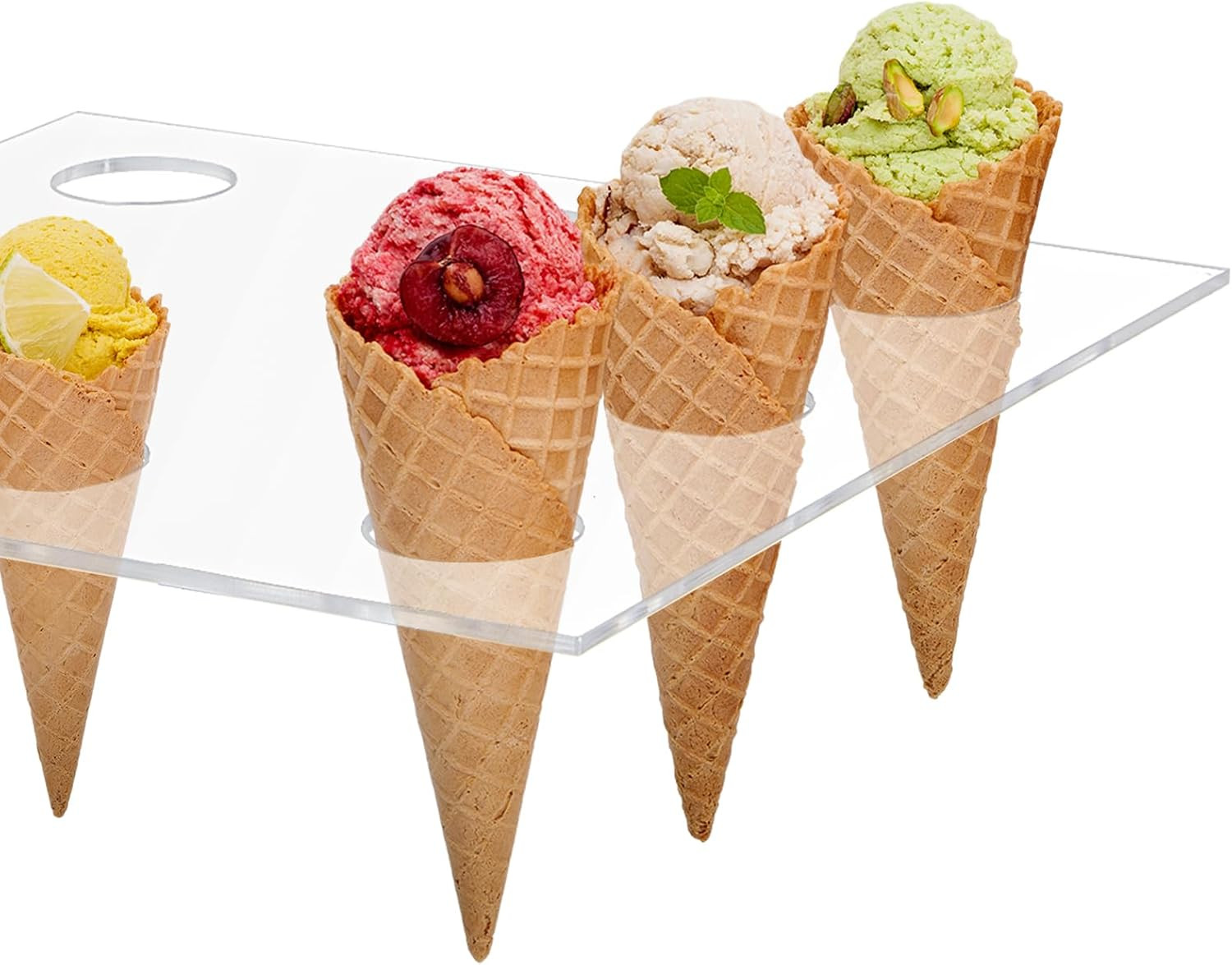 Acrylic Ice Cream Cone Holder 9 Holes Clear Waffle Cone Cabinet Transparent Ice