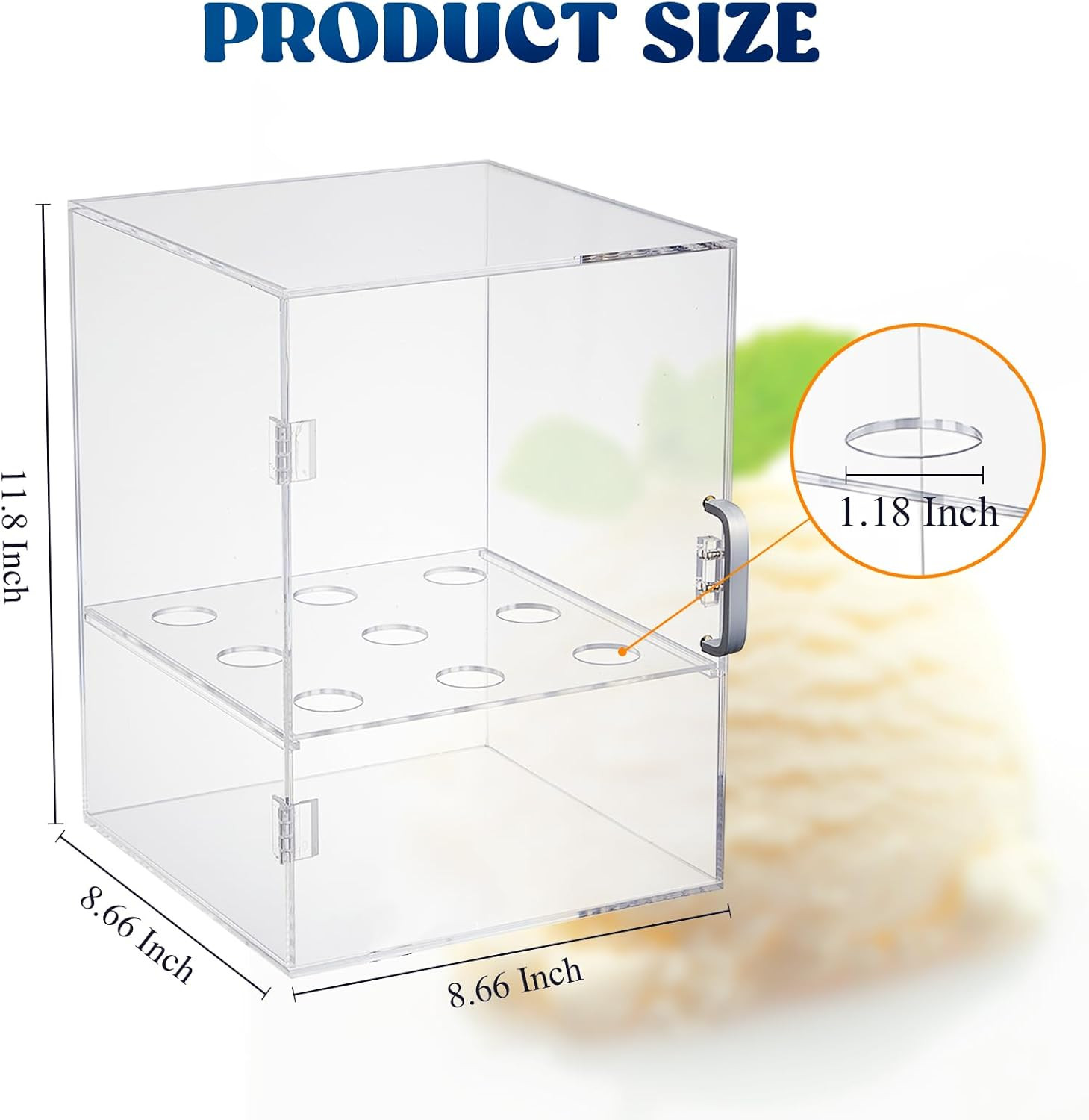 Acrylic Ice Cream Cone Holder 9 Holes Clear Waffle Cone Cabinet Transparent Ice