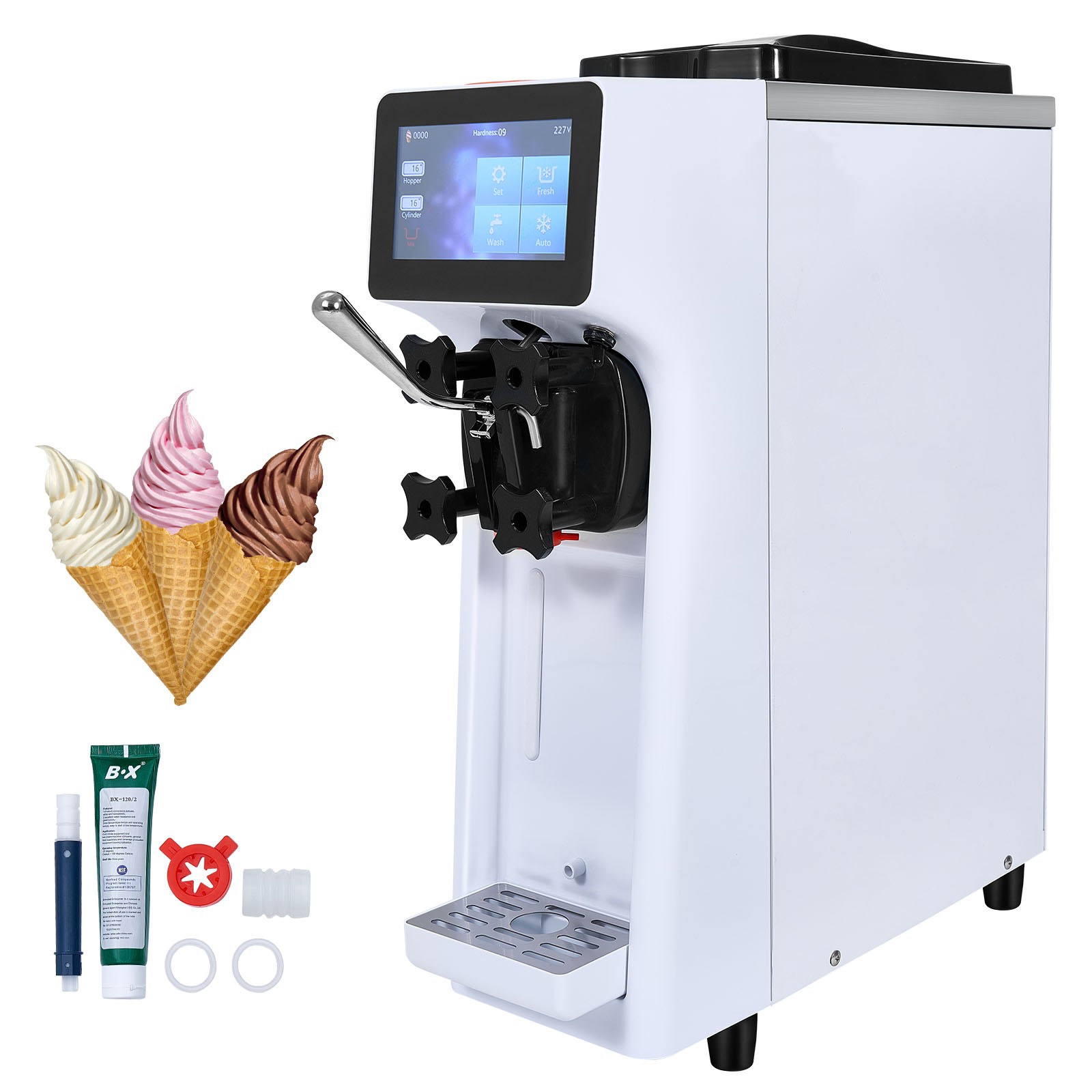 Uimoso Soft Serve Ice Cream Machine Maker 10L/H Yield Single Flavor Countertop