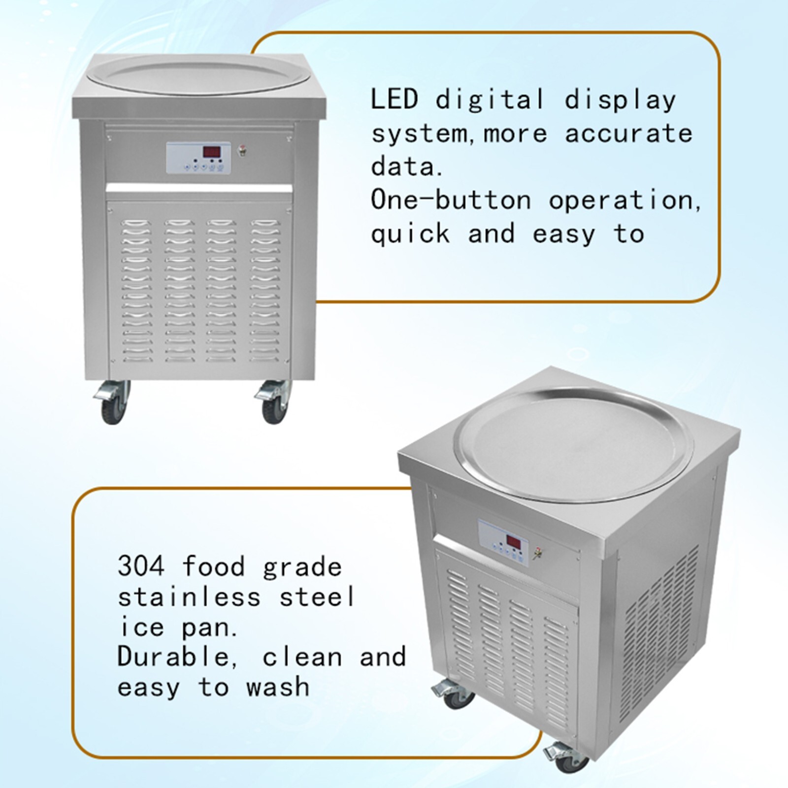 Commercial ETL 22″ round pan rolled ice cream machine fried ice cream maker