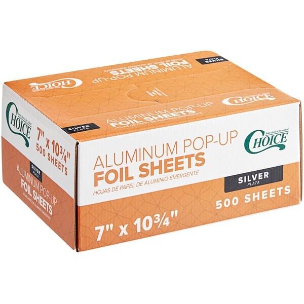 Choice 7″ x 10 3/4″ Food Service Interfolded Pop-Up Foil Sheets – 500/Box