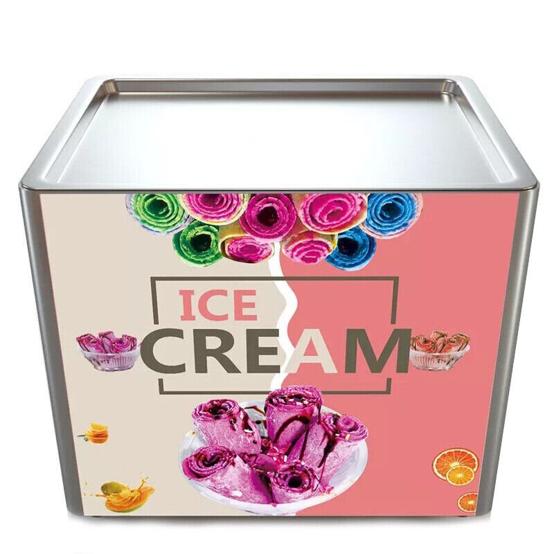 Electric Rolled Ice Cream Machine Cold Fried Yogurt Roll Fruit Milk Fry Pan
