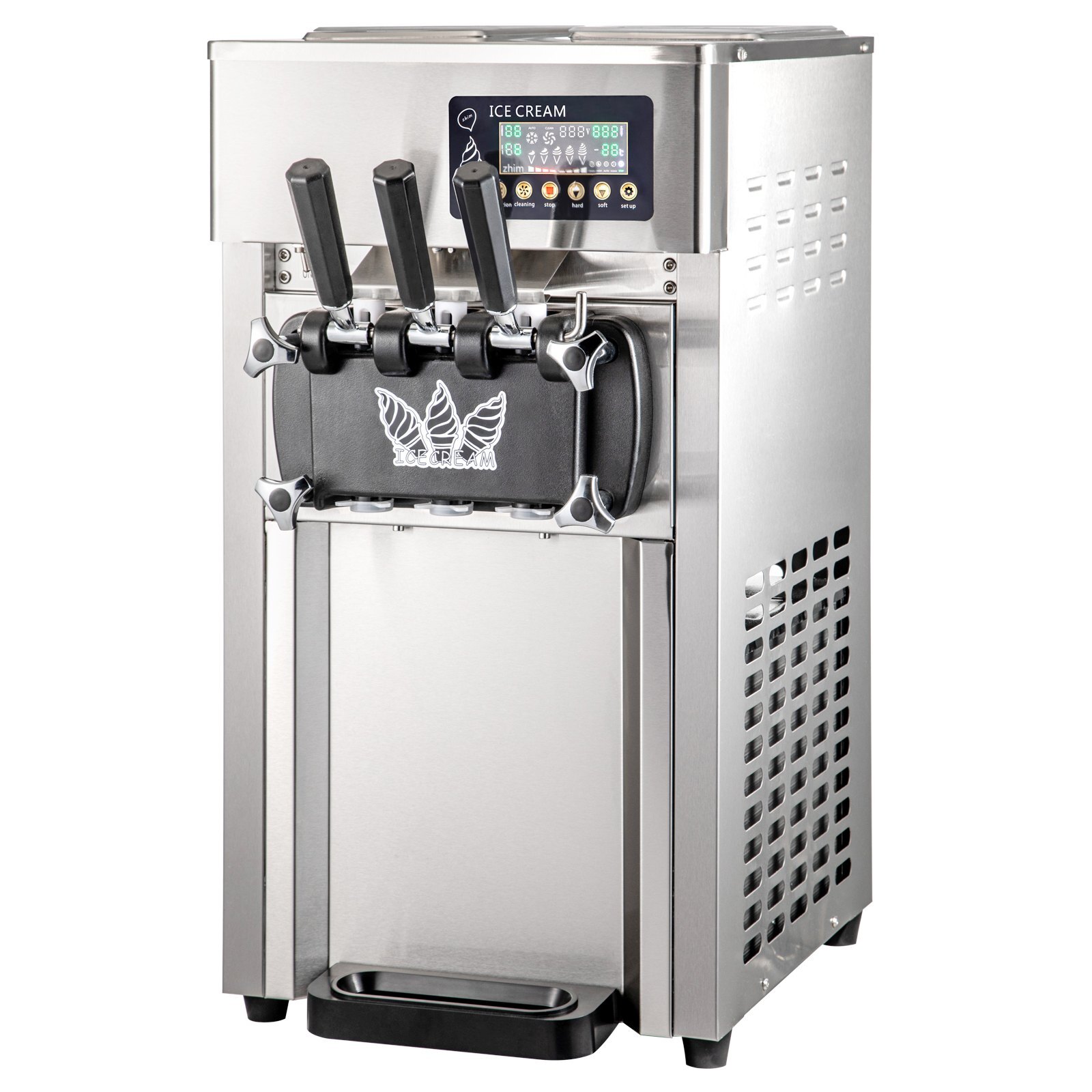 SIHAO Countertop 1200W 2+1Flavor Soft Serve5Gal/H LCD Ice Cream Machine Maker