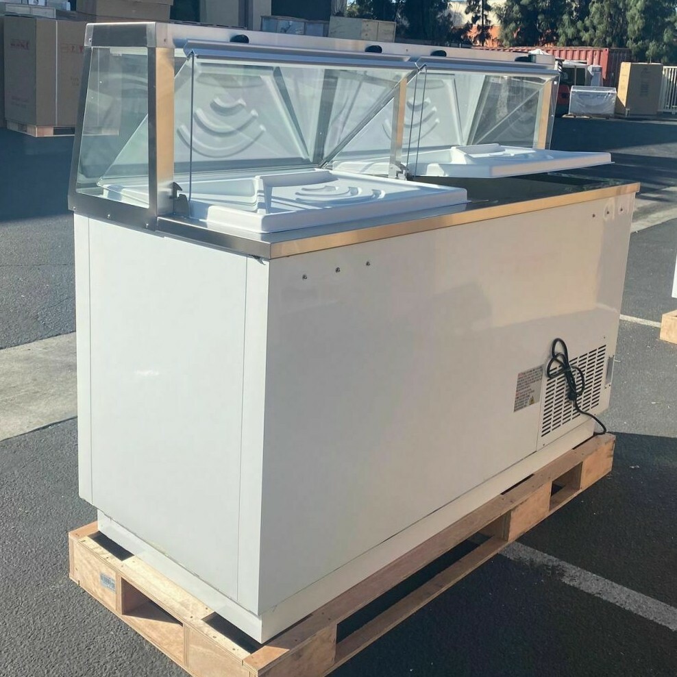 NEW 68″ Ice Cream Gelato 12 Tub Freezer Top Glass Nice Modern Display NSF ETL