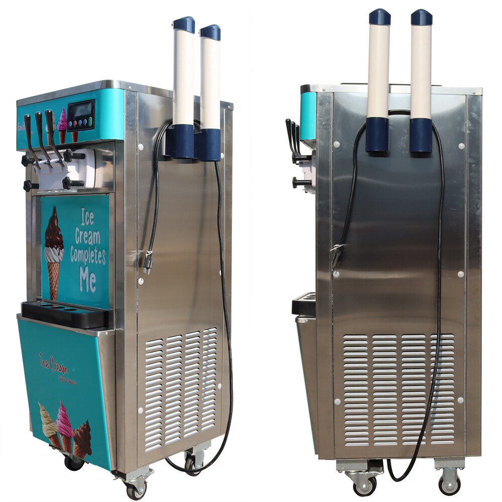 3 Flavor Commercial Soft Ice Cream Making Machine Soft Cone Floor Type Movable