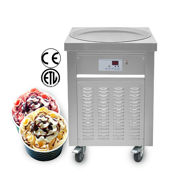 Kolice Commercial 22” Single Round Pan Rolled Ice Cream Machine,Ice Pan Machine